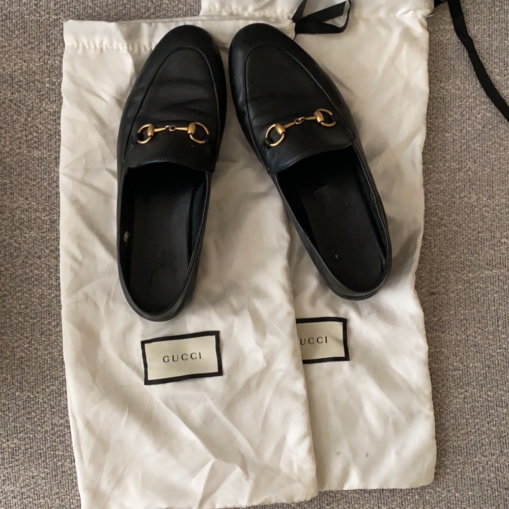 Gucci Black Leather Horsebit Loafers